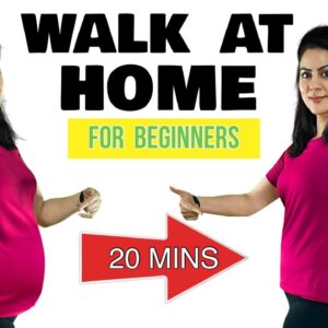 20 Mins Happy Walk At Home For Weight Loss 👉🏻Easy Fat Burning Indoor Walking Workout For Beginners