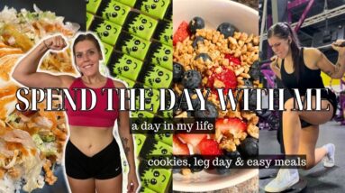 SPEND THE DAY WITH ME | a day in my life | Halloween Cookie Pre-orders, Leg Day, & Easy Meals!