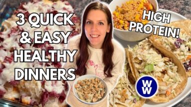 4 QUICK & EASY HIGH PROTEIN HEALTHY DINNER RECIPES | WeightWatchers Points, Calories & Macros