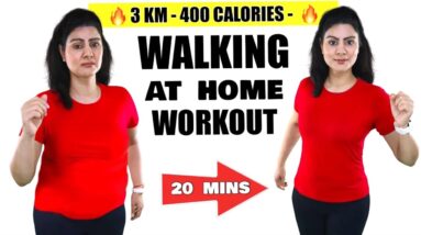 Beginner’s 20 Mins Walking AT Home CARDIO Workout For Weight Loss 🔥 BURN 400 CALORIES 🔥