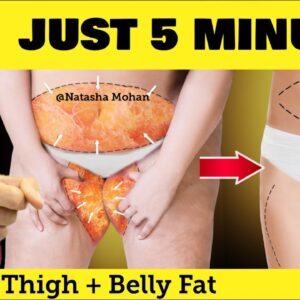 Just 5 Minutes BELLY FAT & THIGH Workout For Quick Weight Loss At Home - Easy Standing Exercise