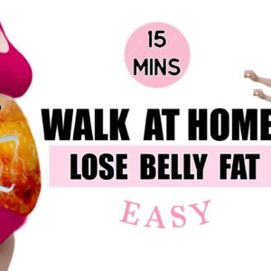 15 Mins Beginners Walking At Home Exercise To Lose Belly Fat Fast ( Easy On Knees )
