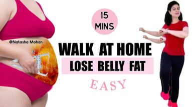 15 Mins Beginners Walking At Home Exercise To Lose Belly Fat Fast ( Easy On Knees )