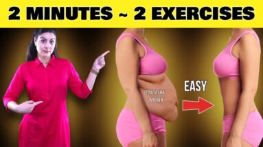 Get A Flat Stomach - 2 Easy Moves | 2 Minutes  ( No Sit Ups - No Gym Required )