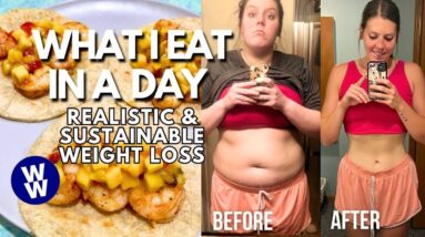 WHAT I EAT IN A DAY FOR WEIGHT LOSS | WeightWatchers | shrimp tacos, pasta | clean with me!