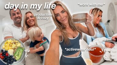 realistic day in my life | how I balance work, meal prep & my workouts + activewear try-on haul