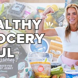high protein GROCERY HAUL to lose weight | healthy meal ideas + free detox