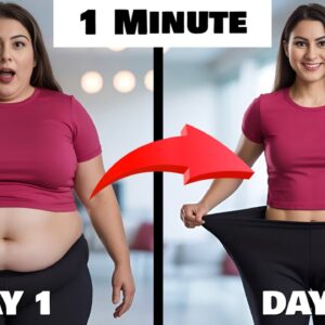 1 Minute Belly Fat Exercise For 7 Days - Super Easy! ( No Floor, No Crunches)