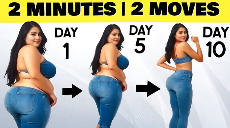 2 Mins | 2 Exercises To Lose Hip Fat & Thigh Fat In 10 Days ❤️ No Squats , No Jumping