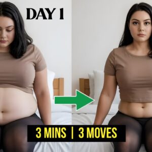 Get A FLAT Belly at HOME In 3 Mins, 3 Simple Moves! (No Gym, No Crunches)
