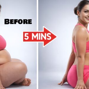 Only 5 Mins For 7 Days - Lose Belly Fat & Thigh Fat Fast ( No Jumping/ No Floor)