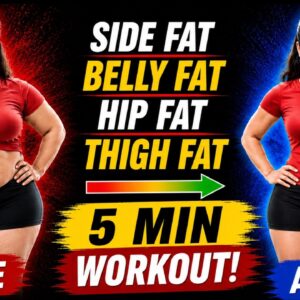 Burn Belly Fat, Hips & Thighs | 5 Min Workout | No Jumping