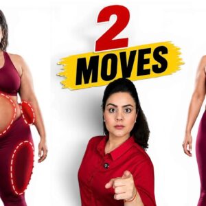 Do These 2 Moves To Lose Belly Fat + Thigh fat + Hip fat ( No Jumping )