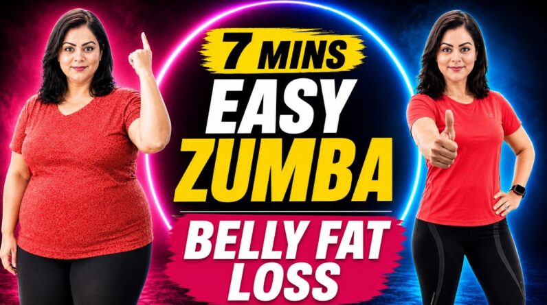 7 Mins Easy Zumba Dance Workout To Lose Belly Fat | Beginner Friendly Home Workout
