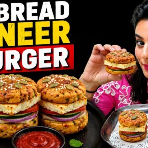 Craving a Burger? Here Is NO-Bread Crispy Paneer Burger 🍔 Healthy Dinner